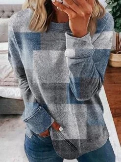 Plus Size Abstract Graphic Crew Neck Casual Sweatshirt