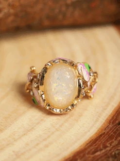 Vintage Crystal Enamel Opal Painted Rhinestone Floral Party Wedding Vacation Ring -Zolucky Sales Store b7fbbcc2934a94d726b9af5e8034f70f