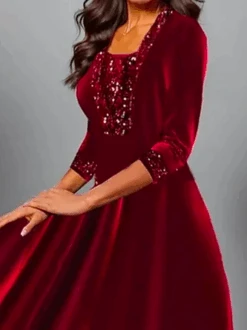 Plus Size Velvet Casual Loose Christmas Holiday A-Line Long Sleeve Maxi Dress -Zolucky Sales Store b8142426896093cf1ad1dd7644d44dd4