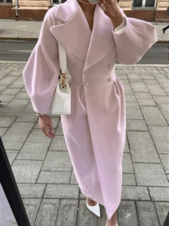 Casual Lapel Collar Plain Woolen Coat -Zolucky Sales Store b81cbdd61e779d24b3d5368b37679325