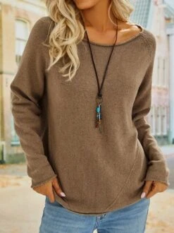 Solid Casual Shift Knitted Sweater -Zolucky Sales Store b8514c940efc878eb2eb3be9f812efb2