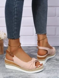 Bow Weave Fish Mouth Wedge Sandals -Zolucky Sales Store b85f111943c6a0bc8af2e0a0b3e25fa0