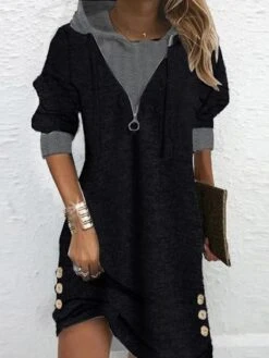 Color Block V Neck Casual Dress -Zolucky Sales Store b8e094c0d94df41aff14d2b03d3f56e7