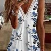 Casual Floral Sleeveless V Neck Printed Tank Top Vests