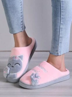 Casual Cartoon Cat Letters Embroidery Warmth Fluffy Slippers 26 Casual Cartoon Cat Letters Embroidery Warmth Fluffy Slippers -Zolucky Sales Store b981808338a1b62d323955fe08585bdb