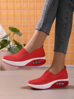 Breathable Air Cushion Platform Slip On Flyknit Sneakers -Zolucky Sales Store b988137ba265df8bd04eb0a2ffc84c70