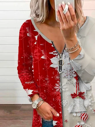 Casual Christmas Loose T-Shirt Tunic Xmas T-shirt 2 Casual Christmas Loose T-Shirt Tunic Xmas T-shirt - Image 2