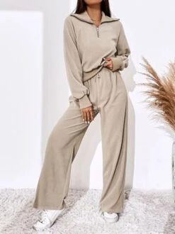 Zipper Casual Loose Two-Piece Set -Zolucky Sales Store baea888f7daf27bc068e33113be56c54