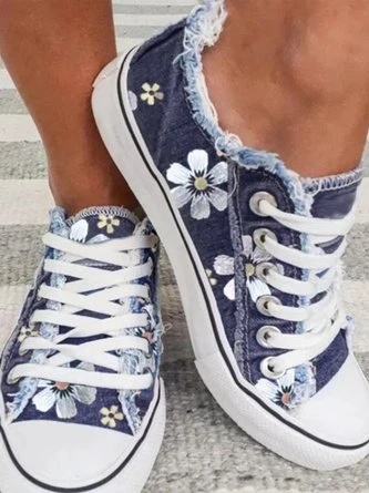 Canvas Flat Heel Casual Flats 2 Canvas Flat Heel Casual Flats - Image 2