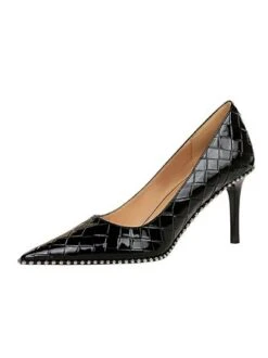 Stylish Woven Embossed Stiletto Heel Shallow Pumps -Zolucky Sales Store bbb1daf5833ba9a38efe5fc629ee6035
