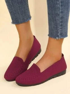 Women Casual Ribbed Fly-knit Fabric Slip On Shoes -Zolucky Sales Store bbb7d8611c6fd0e3f49e6da0307f8e95