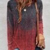 Ombre Casual Loose Tunic T-Shirt