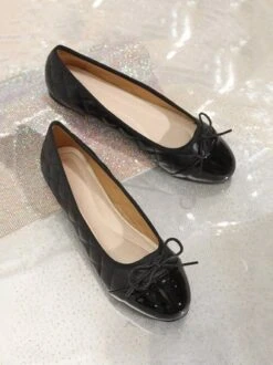 Casual Bow Decor Color Block Quilted Ballet Flats -Zolucky Sales Store bd22991e87200cfebf14bf628086db84