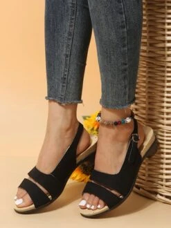 Solid Color Vintage Casual Chunky Heel Sandals -Zolucky Sales Store bd63dbcf2109f2e4888dd391c95166a3