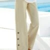 Casual Plain Autumn Cotton Natural No Elasticity Loose Elastic Band Long Casual Pants For Women