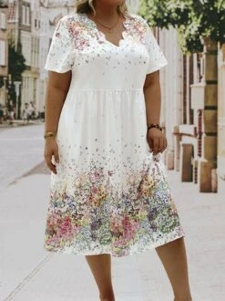 Plus Size Casual Short Sleeve Knit Dress -Zolucky Sales Store be445c95d0c8ff0f5009bbae62bab96a