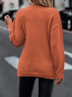 Daily Plain Casual Cross V Neck Tunic Winter Knitted Loose Long Sleeve Sweater -Zolucky Sales Store be4a0fa9cdc0b7b2574a75972092f96d