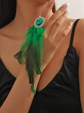 Rhinestone Faux Feather Party Ring -Zolucky Sales Store be71d48ed0d24d8993838954f0366954 1691128073264