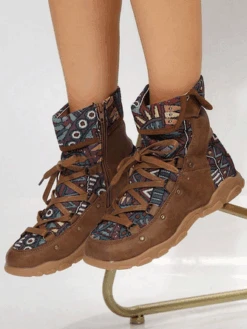 Faux Suede Ethnic Autumn Casual Western Boots -Zolucky Sales Store bea3c6a22628241142a59b175849d95f