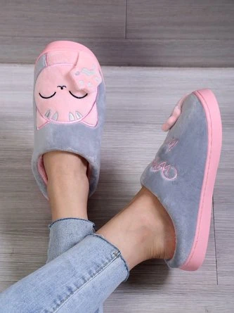 Casual Cartoon Cat Letters Embroidery Warmth Fluffy Slippers 4 Casual Cartoon Cat Letters Embroidery Warmth Fluffy Slippers - Image 4