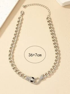 Rhinestone Snake Necklace Fashion Party Metal Chain Choker -Zolucky Sales Store bfadc70c8e1e3b587f2ba820fdbb55b8