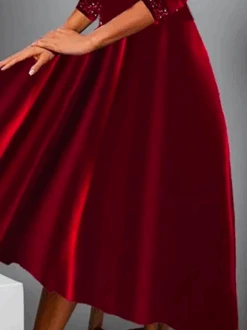 Velvet Heavyweight Loose Daily Casual Plain Christmas Holiday A-Line Long Sleeve Maxi Dress -Zolucky Sales Store bffe4b164e811b09136cee1fa470d03d