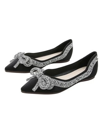 Sparkling Rhinestone Bowknot Fashion Flat Shallow Shoes 5 Sparkling Rhinestone Bowknot Fashion Flat Shallow Shoes - Image 5