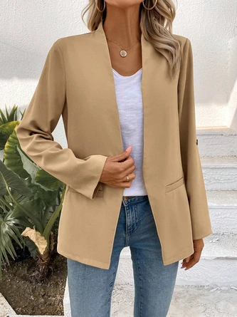 Casual Adjustable Sleeve Plain Blazer 5 Casual Adjustable Sleeve Plain Blazer - Image 5