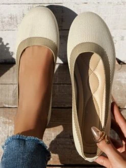 Casual Color-block Comfy Insole Flat Shallow Shoes