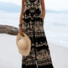 Ethnic Square Neck Loose Casual Jumpsuit