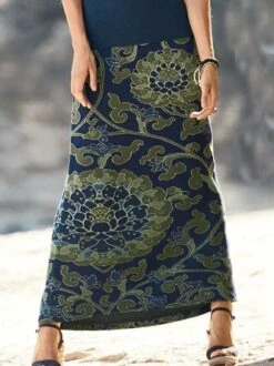 Vintage Ethnic Loose Jersey Skirt