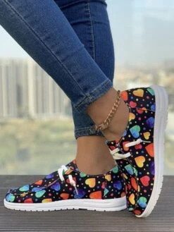 Heart/Cordate Print Valentine's Day Casual All Season Cotton Loafers -Zolucky Sales Store c239c304f60e1857d65856359a9cc2b8