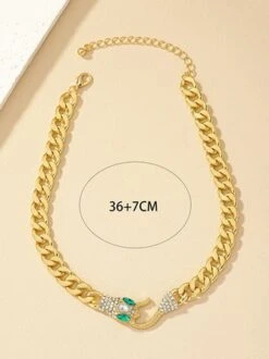 Rhinestone Snake Necklace Fashion Party Metal Chain Choker -Zolucky Sales Store c288c5c544a70ff9e5b343acbe1f0ecd
