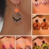 Halloween Spider Web Butterfly Dangle Earrings