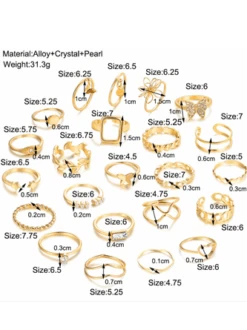 Creative Personality Geometric Metal Style Stacked Joint Ring Cross-border New European Alloy Ring 23-piece Set -Zolucky Sales Store c305501b86eb75f103829bf62a650bad