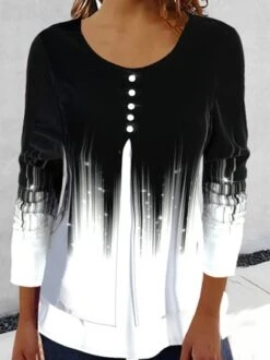 Crew Neck Party Gradient Pattern Tunic T-Shirt