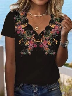 Plus Size Floral Printed Devore Casual Shirt -Zolucky Sales Store c313122ee53f98656322231e8aefacb7