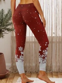 Snowflake Gradient Christmas Regular Fit Leggings Yoga Leggings -Zolucky Sales Store c3466bbcdd170d18132590e25dbb4574