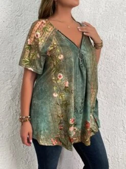 Plus Size Jersey Half Open Collar Casual Shirt -Zolucky Sales Store c381d734ece143847428255d882cdb23