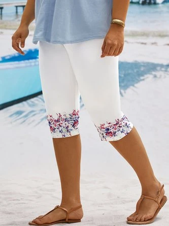 Plus Size Floral Casual Skinny Shorts 4 Plus Size Floral Casual Skinny Shorts - Image 4