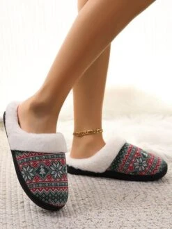 Christmas Ethnic Pattern Fluffy Toe-covered Slippers -Zolucky Sales Store c41bd9580e990156124e5dcda5f1060e