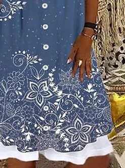 Casual Scoop Neck Floral Loose Dress -Zolucky Sales Store c515debefc1161d05787696a1cacd440