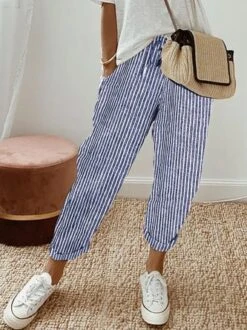 Striped Casual Loose Cotton Pants -Zolucky Sales Store c56bdfb9dd0cee8b9604daf336aa00a5