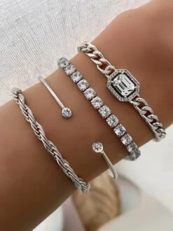 4pcs/set Rhinestone Metal Chain Bracelets Sets -Zolucky Sales Store c58b482670506f30f1b2e93315a57a89