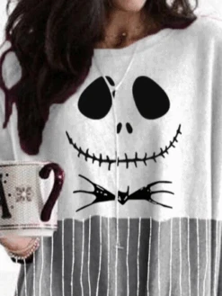 Halloween Skull Comfortable Loose And Casual Dress -Zolucky Sales Store c5b7940ab2e33700e3ab0d2a4753e47d