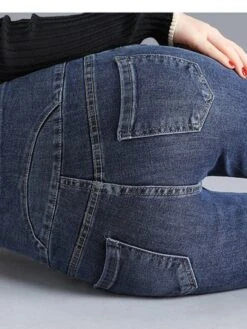 Casual Pocket Stitching Denim Regular Fit Jeans -Zolucky Sales Store c605edfc085be400249c37c315931b36