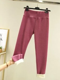 Knitted Winter Fleece High Elasticity Tight Plain Warmth Daily Casual Leggings -Zolucky Sales Store c633578eb907402b72b30c5569da2035