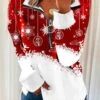 Plus Size Christmas Jersey Loose Casual Shawl Collar Sweatshirt Xmas Hoodies