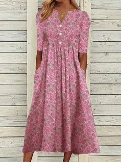 Casual Loose Floral Vacation Dress -Zolucky Sales Store c65ab2cb008ec12d9780aa4b62a9db31