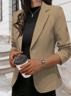 Lapel Collar Loose Plain Casual Blazer
